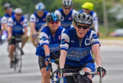 Cyclist that are part of the Police Unity Tour.
