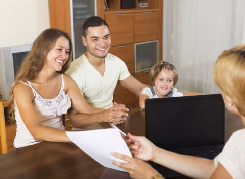 A family with a toddler meets a counselor